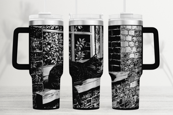 Black Cat 40oz Laser Tumbler Wrap SVG: Graphics for Bold Tumbler Wraps