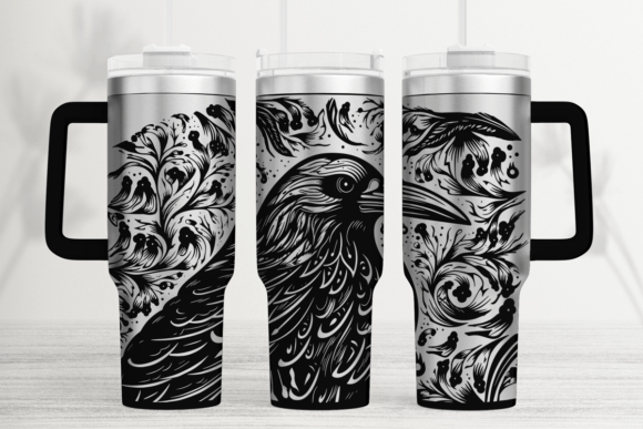 Black Raven 40oz Laser Tumbler Wrap SVG Graphics