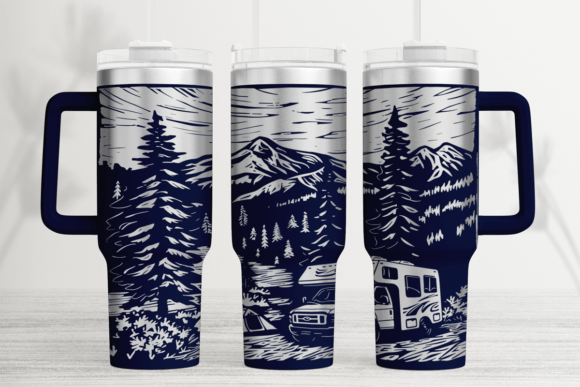 Camping Car 40oz Laser Tumbler Wrap SVG Graphics