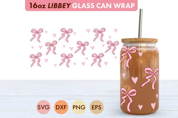 Coquette Pink Bow SVG PNG 16 Oz Libbey Graphics