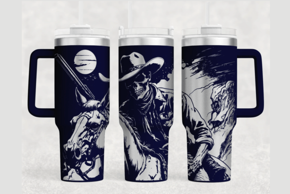 Cowboy Skull 40oz Laser Tumbler Wrap SVG: Graphics for Bold Tumbler Wraps