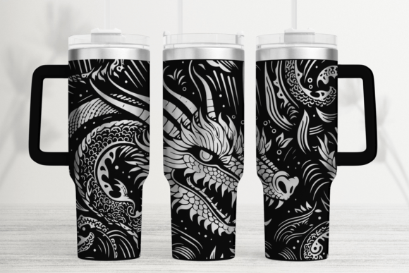 Dragon Tattoo Laser Tumbler Wrap SVG: Graphics for Bold Tumbler Wraps