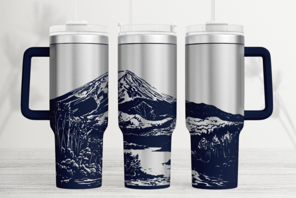 Fuji Japan 40oz Laser Tumbler Wrap SVG: Graphics for Tumbler Wraps