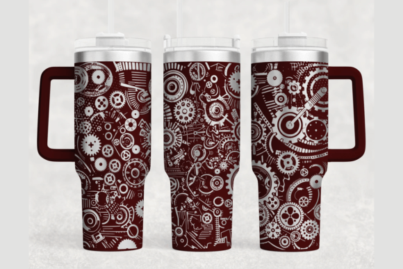 Gears 40oz Laser Tumbler Wrap SVG: Graphics for Bold Tumbler Wraps