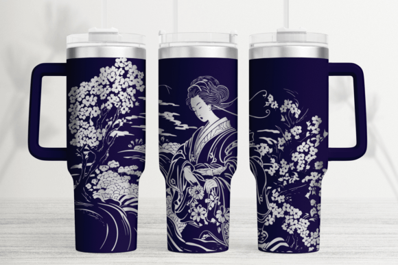 Geisha 40oz Laser Tumbler Wrap SVG: Graphics for Elegant Tumbler Wraps