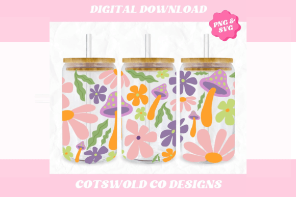 Groovy Aesthetic 16oz Cup Wrap: Graphics & Illustrations
