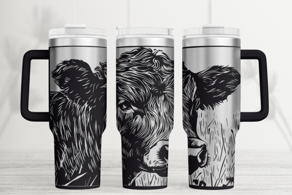 Highland Cow 40oz Laser Tumbler Wrap SVG: Graphics for Authentic Tumbler Wraps