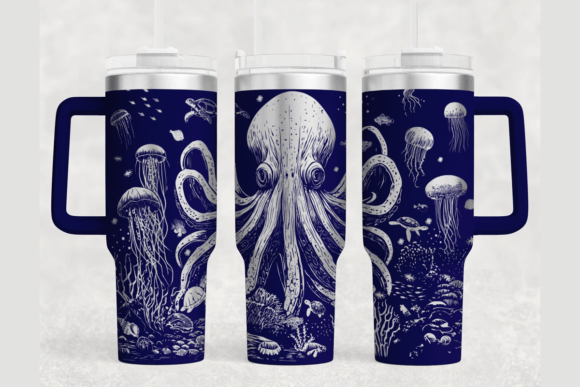 Octopus 40oz Laser Tumbler Wrap SVG: Graphics for Tumbler Wraps