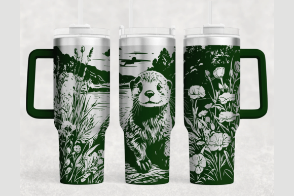 Otter 40oz Laser Tumbler Wrap SVG: Graphics for Tumbler Wraps