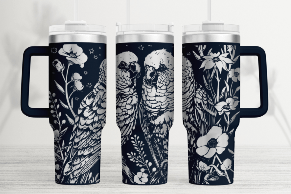 Parrot Bird 40oz Laser Tumbler Wrap SVG: Graphics for Vibrant Tumbler Wraps