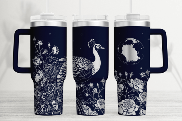 Peacock 40oz Laser Tumbler Wrap SVG: Graphics for Local Business Branding