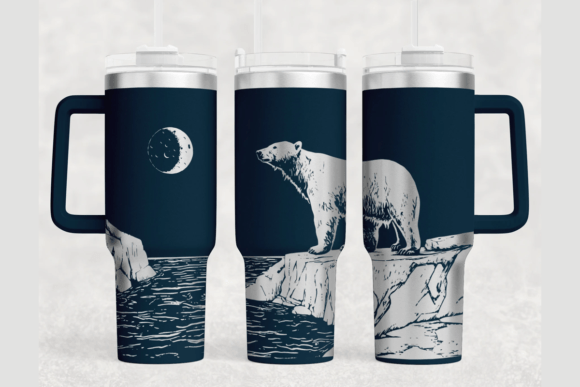 Polar Bear 40oz Laser Tumbler Wrap SVG Graphics