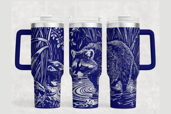 Raccoon 40oz Laser Tumbler Wrap SVG: Graphics for Playful Tumbler Wraps