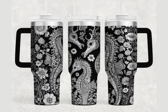 Seahorse 40oz Laser Tumbler Wrap SVG: Graphics for Tumbler Wraps