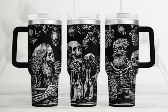 Skull Party 40oz Laser Tumbler Wrap SVG: Graphics for Bold Tumbler Wraps