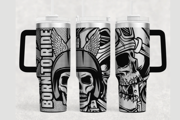 Skull Rider 40oz Laser Tumbler Wrap SVG: Graphics for Bold Tumbler Wraps
