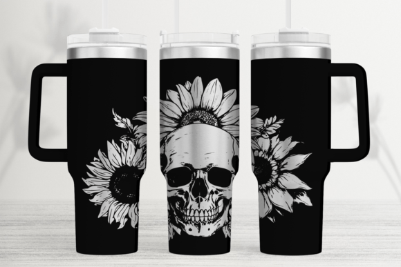Skull Roses 40oz Laser Tumbler Wrap SVG: Graphics for Bold Tumbler Wraps