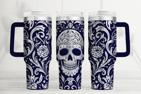 Skull Tattoo 40oz Laser Tumbler Wrap SVG Graphics