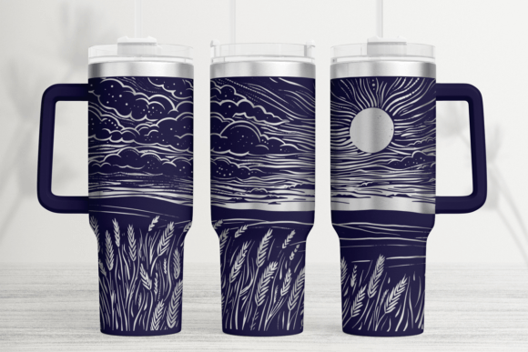 Sunset Wheat 40oz Laser Tumbler Wrap SVG: Graphics for Tumbler Wraps