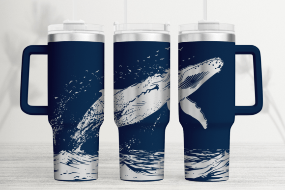 Whale Ocean 40oz Laser Tumbler Wrap SVG: Graphics for Polished Tumbler Wraps